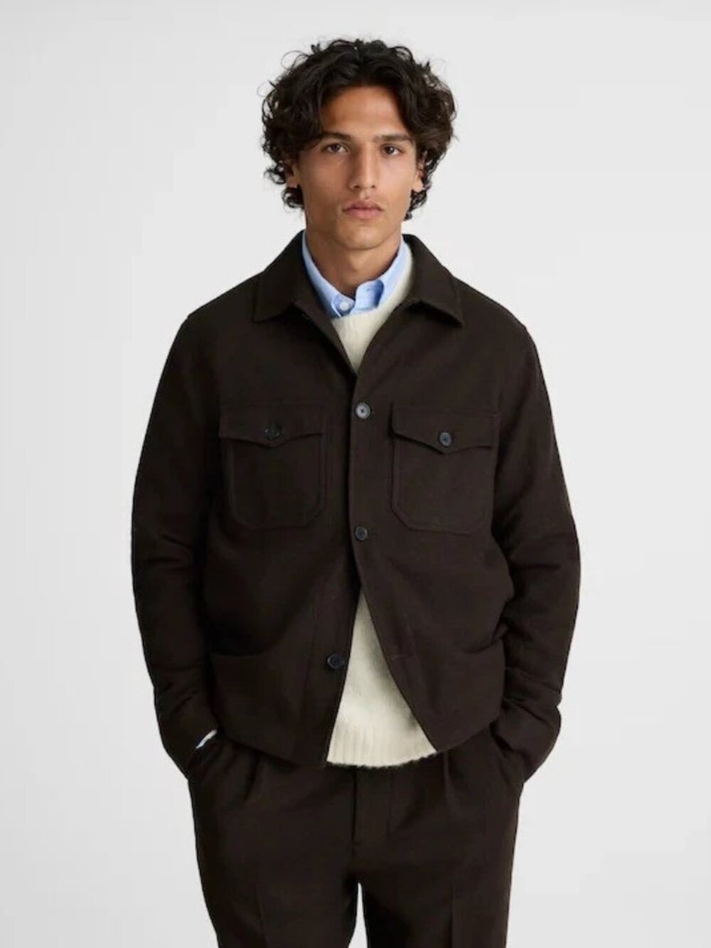 Men’s Madewell Brown Long Sleeve Button-Down Patch Pocket Shirt-Jacket XXL NWOT